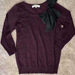 LOFT Burgundy Top with Black Accent